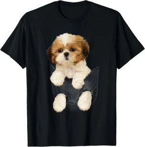 Shih tzu Puppy in Pocket T-Shirt - Picture 1 of 9