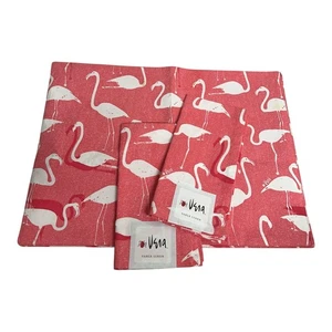 Vera Neumann Pink White Flamingo Placemats & Napkins STAINS FLAWS - Picture 1 of 8