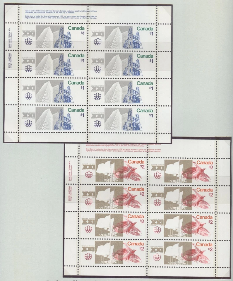 Canada Olympic Games Montreal 1976 2 sheets with printing left above MNH - Image 1 of 1
