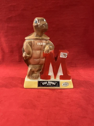 Vintage 1974 Maryland Terps Ezra Brooks Bourbon Decanter Mascot Terrapins Cover