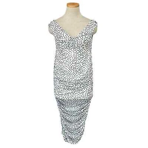 ASOS Maternity Dress Women's 6 Black White Polka Dots Bodycon Off Shoulder - Picture 1 of 15