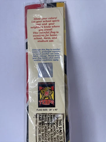 Maryland TERPS  Flag 28” X 40” Officially Licensed Nylon New In Package Cover