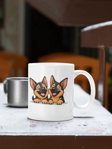 2 Happy Deutscher Schäferhund Welpen Tasse Geschenk Hundeliebhaber Ihn Sie - Bild 1 von 10