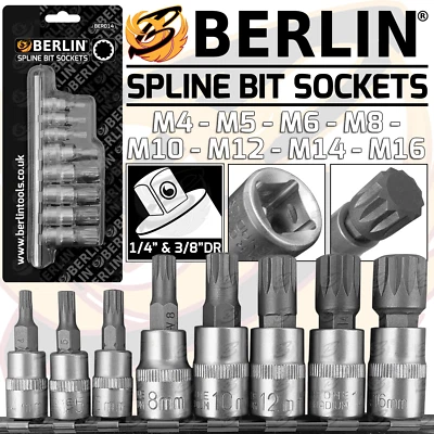 SPLINE BIT Socket Set 1/4" & 3/8" Drive M4-M16 Spline Bits Sockets Triple Square - Image 1 of 4