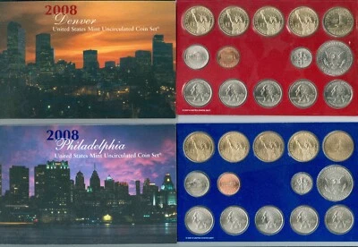 2008 P & D Uncirculated US Mint Sets, 28 coins, COA & OGP, $13.82 Face Value - Image 1 of 3