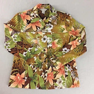Allison Daley Lightweight Jacket Floral Print Button Front Unlined Women Size 8 - Image 1 of 4