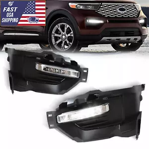 For 2020-2022 Ford Explorer Bumper LED Fog Lights w/ Bezels LH RH Driving Lamps - Picture 1 of 7