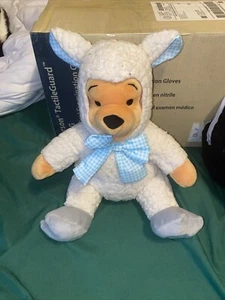 Disney Store Winnie Pooh Sheep Lamb Blue Plaid Bow Tie Ears 12" Plush Easter - Picture 1 of 4
