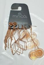 Minicci Rose Gold Tone Stud & French Wire Filigree Dangle Earrings 3 Pair  