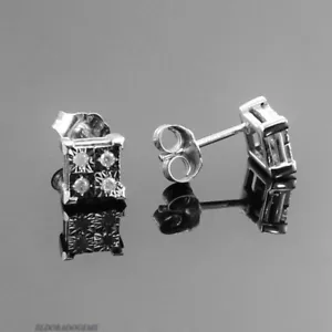 0.50 CT. SI1-G GENUINE DIAMOND 4 STONE STUD EARRINGS PUSH BACK 10K WHITE GOLD - Picture 1 of 8