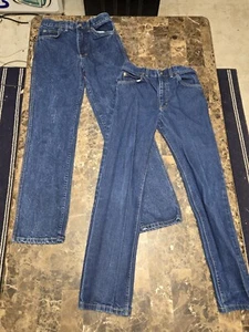2 PAIRS VTG LEE JEANS BOYS SIZE 14 REGULAR MADE IN USA - Picture 1 of 8