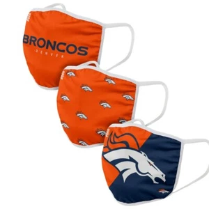 Paquete de 3 Cubierta de Máscara Facial Lavable Lavable de los Denver Broncos con Licencia Oficial de la NFL - Imagen 1 de 5