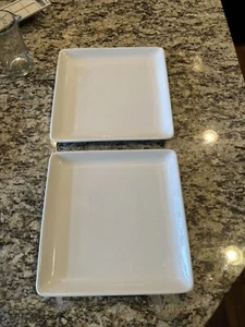 (2) Pampered Chef Simple Additions Plates 10" Square White Dinner Plates EC - Picture 1 of 4