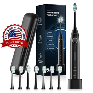 Cepillos De Dientes Electricos Y Ultrasonico Portatil Recargable Con 8 Cabezales - Picture 1 of 8