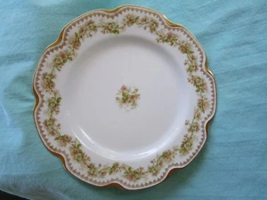 Haviland Limoges Dinner Plate ca. 1931 Double Gold Rim Floral Garland 9 Scallops - Picture 1 of 7