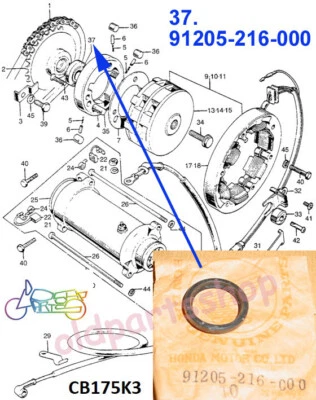 本田 CA160 CB160 CA175 CB175 初学者电机油封 NOS 定子 91205-216-000 — 第 1/2 张图片