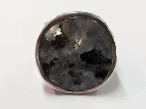 Silpada Sterling Silver Wavy Feldspar Black Grey Ring Size 8.5 - Picture 1 of 9