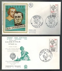 1981-2xFDCs ENVELOPPE ILLUSTREE 1°JOUR**/RENAUDOT-GAZETTE-PRESSE-TIMBRE-Yv. 2143 - Picture 1 of 1