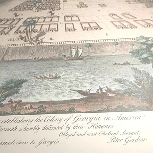 1734 Savanah As It Stood GEORGIA por Peter Gordon Repro 21" X 18" - Imagen 1 de 12