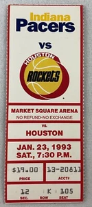NBA 1993 01/23 Houston Rockets at Indiana Pacers Ticket-Hakeem Olajuwon 31&15 - Picture 1 of 1
