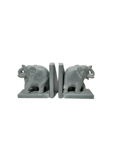 Fermalibri coppia elefanti, pietra ollare , animali, MADE IN INDIA, fatto a mano - Foto 1 di 1