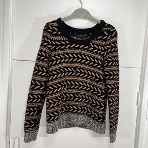 Maglione Rag & Bone New York nero rame oro misto lana di agnello tessuto pizzo taglia S - Foto 1 di 3