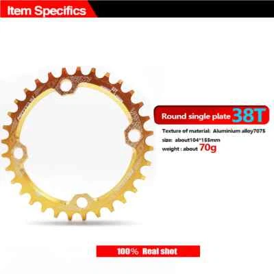 Plato ancho estrecho redondo 104BCD 32T 34T 36T 38T Juego de bielas MTB pieza de placa de dientes Foto 1 de 4