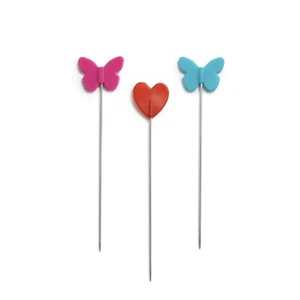 Prym Flat pins 50 x 0.60 mm heart butterfly sewing patchwork quilting 028521 - Picture 1 of 4