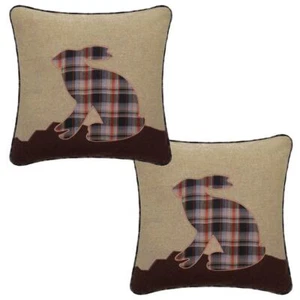 Tartan Cushion Covers 2 Pack Highland Hare 18 inch in natural brown  - Picture 1 of 5