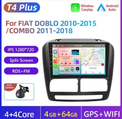 RADIO 2 DIN 9" PARA FIAT DOBLÒ ANDROID GPS BLUETOOTH USB NAVEGADOR CARPLAY 4/64 - Imagen 1 de 4
