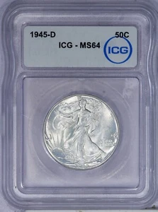 1945-D Walking Liberty Half Dollar 50c ICG MS64 - Picture 1 of 2