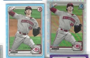  2020 BOWMAN CHROME DRAFT  BRYCE BONNIN REFRACTOR &1 PAPER SKY BLUE REDS  - Picture 1 of 1