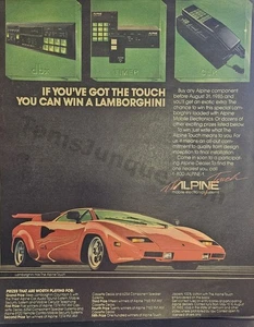 1985 Alpine Car Stereos Mobile Systems Lamborghini PRINT AD Fan Gift! (4394) - Picture 1 of 1