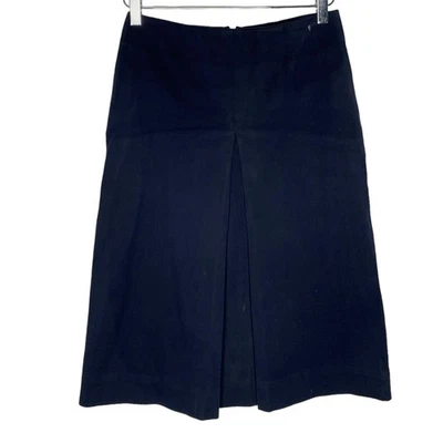 Falda midi plisada frontal línea A azul marino COS 4 para mujer algodón pesado oficina Foto 1 de 4