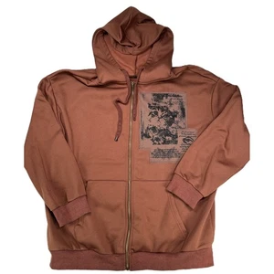 Cider Women's XL Full Zip Hoodie Brown Cat Graphic Pullover Casual Jacket - Picture 1 of 8