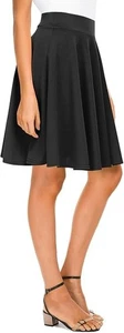 Urban CoCo Women's Stretchy Flared Skater Skirt, Black Size M - Picture 1 of 10