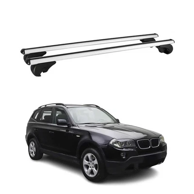 Lockable Roof Rack Cross Bars Luggage Carrier for BMW X3 E83 2004-2010 Alu Gray - Image 1 of 4