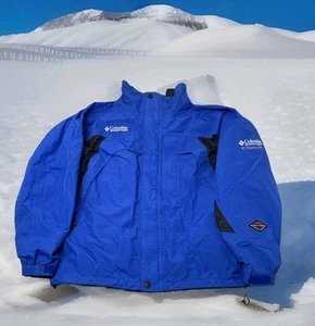 Vintage Columbia Winter Jacket Mens L Titanium Omni Tech Blue Black Ski Skiing - Picture 1 of 14