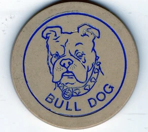Antique Poker Chip: Engraved Bull Dog White - Picture 1 of 2