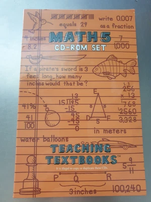 Teaching Textbooks Math 5 CD-ROM Set 4 Discs Complete CD's Grade 5 Homeschool - Image 1 of 3
