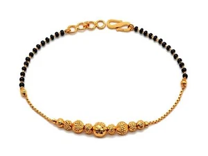 Indian Traditional Gold plated Brass Beads Hand Mangalsutra Bracelet For Women - Picture 1 of 5