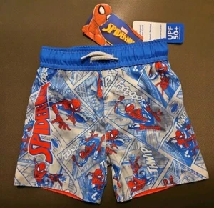 2T Spiderman Swim Trunks Boys.  Blue, Red And White.   UPF 50.  Marvel.  - Picture 1 of 3