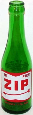 Botella de refresco vintage HI PORT ZIP 7 oz vidrio verde con fecha 1948 Batavia Ohio excelente+ Foto 1 de 3