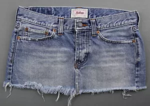Vintage Women Hollister Jean Mini Skirt Raw Frayed Hem 5 Pocket Sz 3 (Waist 29) - Picture 1 of 6