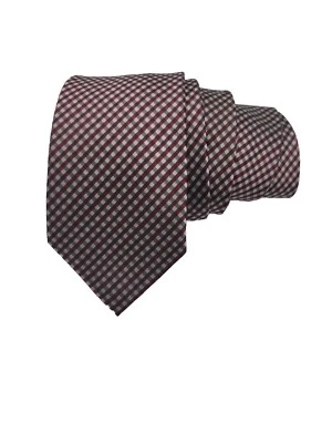 Corbata a Cuadros Calvin Klein Borgoña Blanco y Negro 100% Seda 58" x 3"  Foto 1 de 4