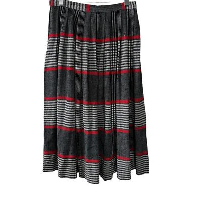 Evan Picone Mujer 8 Falda Midi Vintage Cuadros Lana Pliegues Vacaciones Negro Blanco Rojo Foto 1 de 4