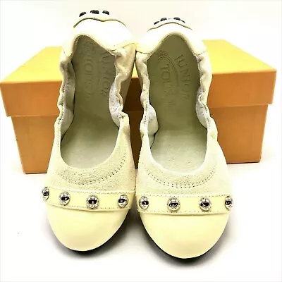 TOD'S JUNIOR Girl's Italian Leather Ballet Flat in Ivory Suede US SZ 11 - NEW! - Image 1 of 4