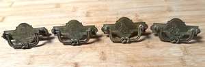 Antique Eastlake Victorian Style 4 Stamped Brass Drawer Pulls Rope Style Handles - Picture 1 of 4