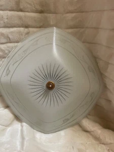 Vintage 15 1/2” Square/Round Embossed starburst Ceiling Fixture - Picture 1 of 16