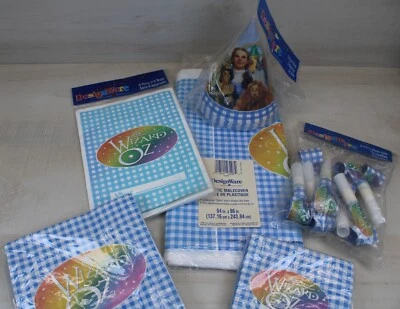 Vintage Wizard Of Oz Design Ware Paper Table Cover Party Hats, Napkins Bags Lot - Image 1 of 4